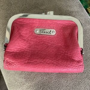 Vintage  Fossil trifold Kiss lock wallet